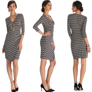 WHBM 3/4 Sleeve Print Wrap Dress